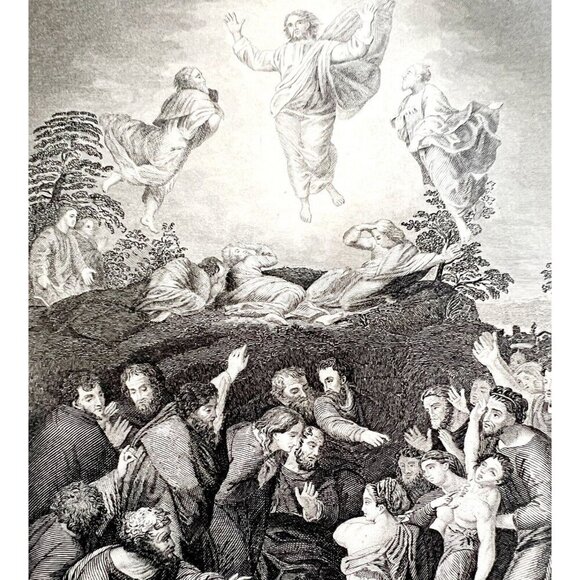 Raphael Transfiguration On The Mount Jesus 1872 Victorian Steel Engraving DWW8C - Picture 1 of 3